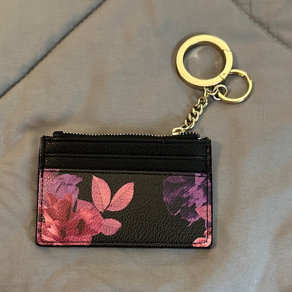 Floral Black Card Holder Keychain - Picture 2 of 3
